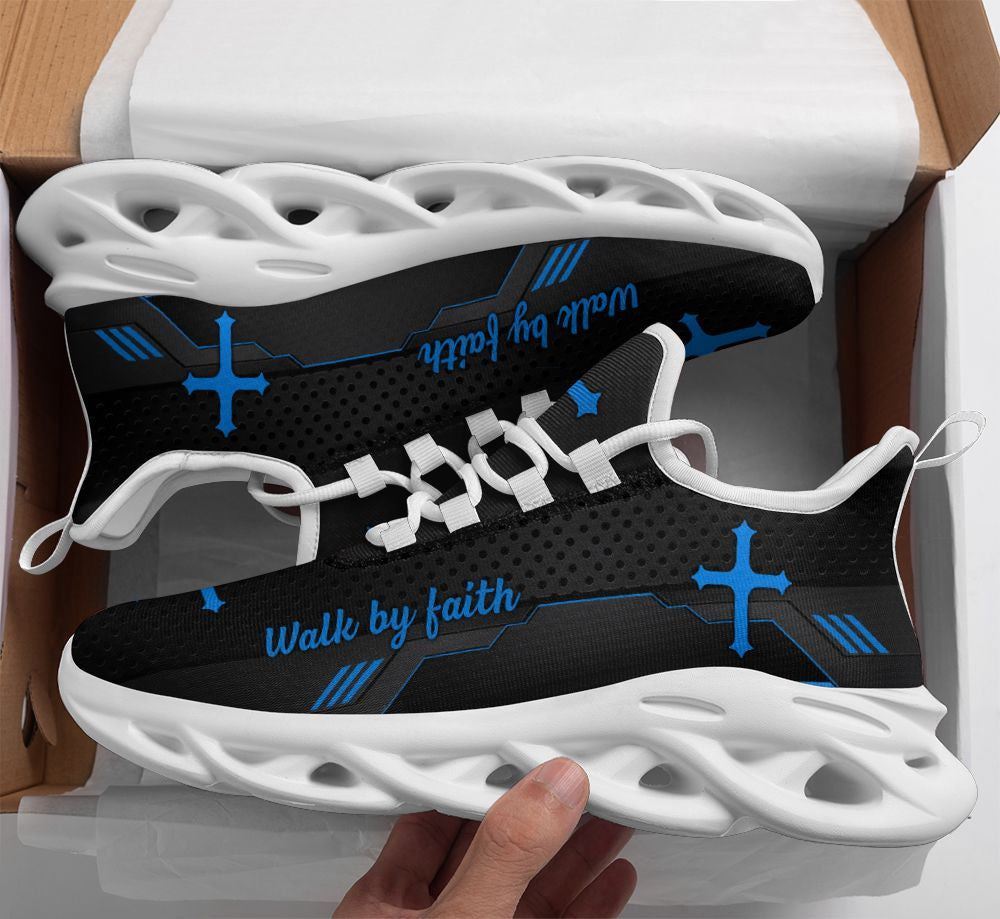 Christian Best Running Shoes, Jesus Black Walk By Faith Running Christ Sneakers Max Soul Shoes For Men And Women, Jesus Fashion Shoes