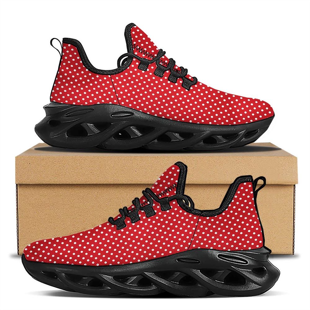 Polka Dot Christmas Print Pattern Black Max Soul Shoes For Men Women, Best Running Sneaker, Christmas Shoes, Winter Fashion Shoes