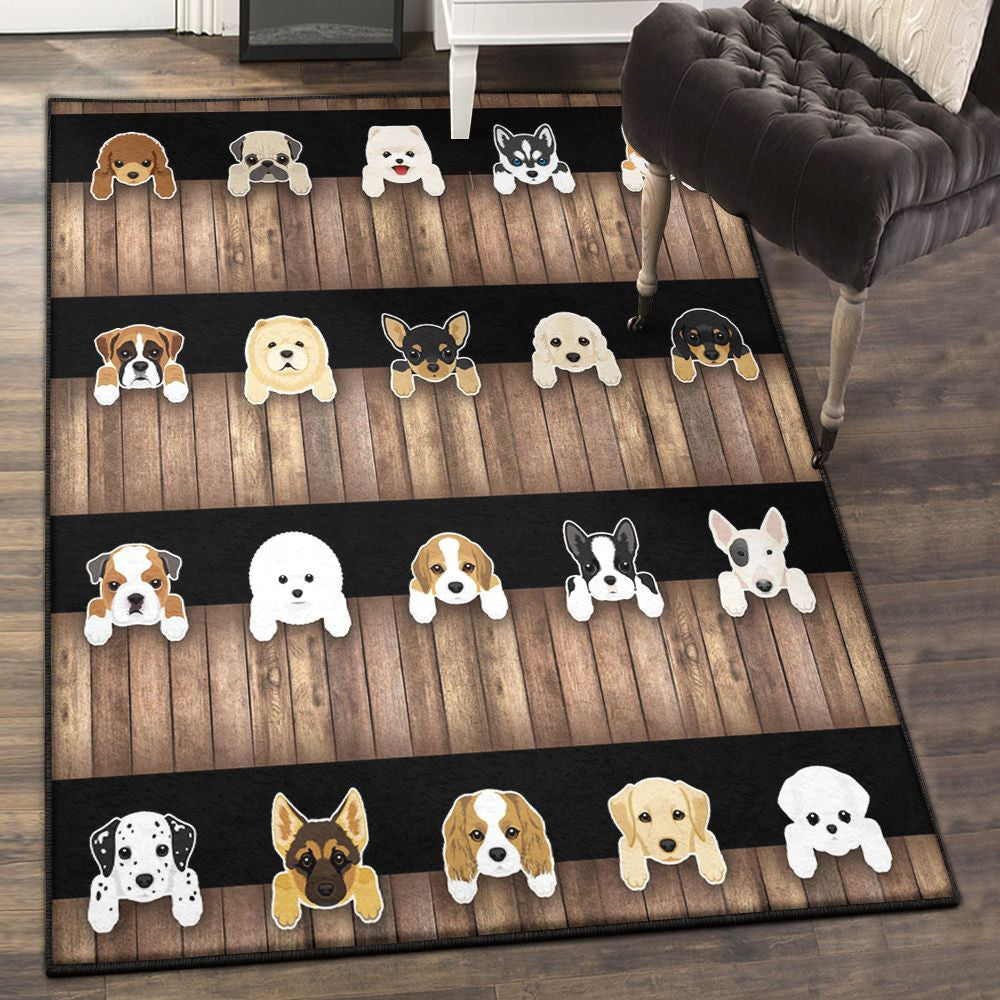 Dog Modern Dogs Face Rug Rectangle Rugs Washable Area Rug Non-Slip Carpet For Living Room Bedroom