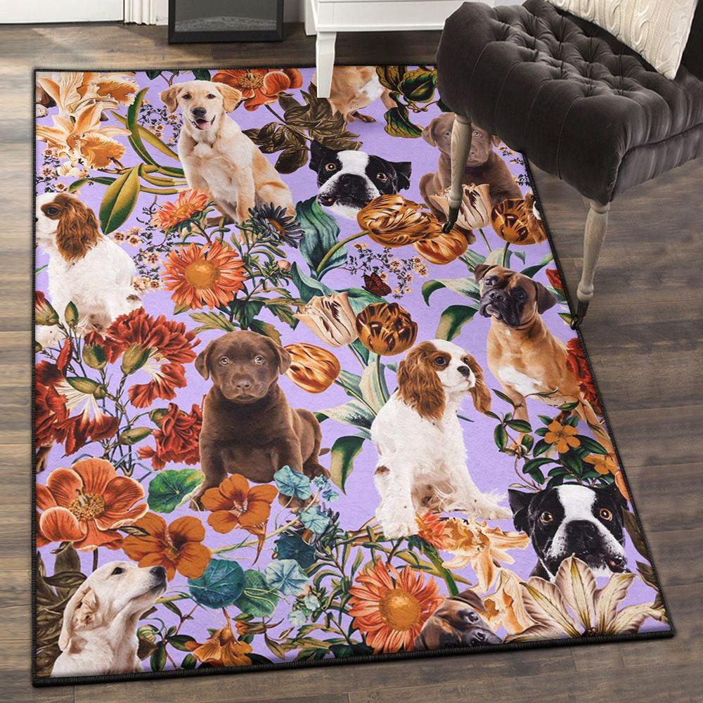 Dog Lovers Carpet Dog Rug Rectangle Rugs Washable Area Rug Non-Slip Carpet For Living Room Bedroom