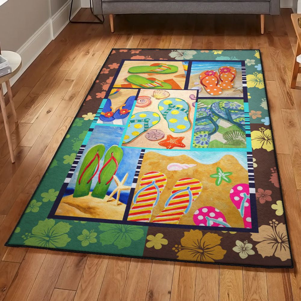 Dining Room Rug Flip Flops Rug Rectangle Rugs Washable Area Rug Non-Slip Carpet For Living Room Bedroom