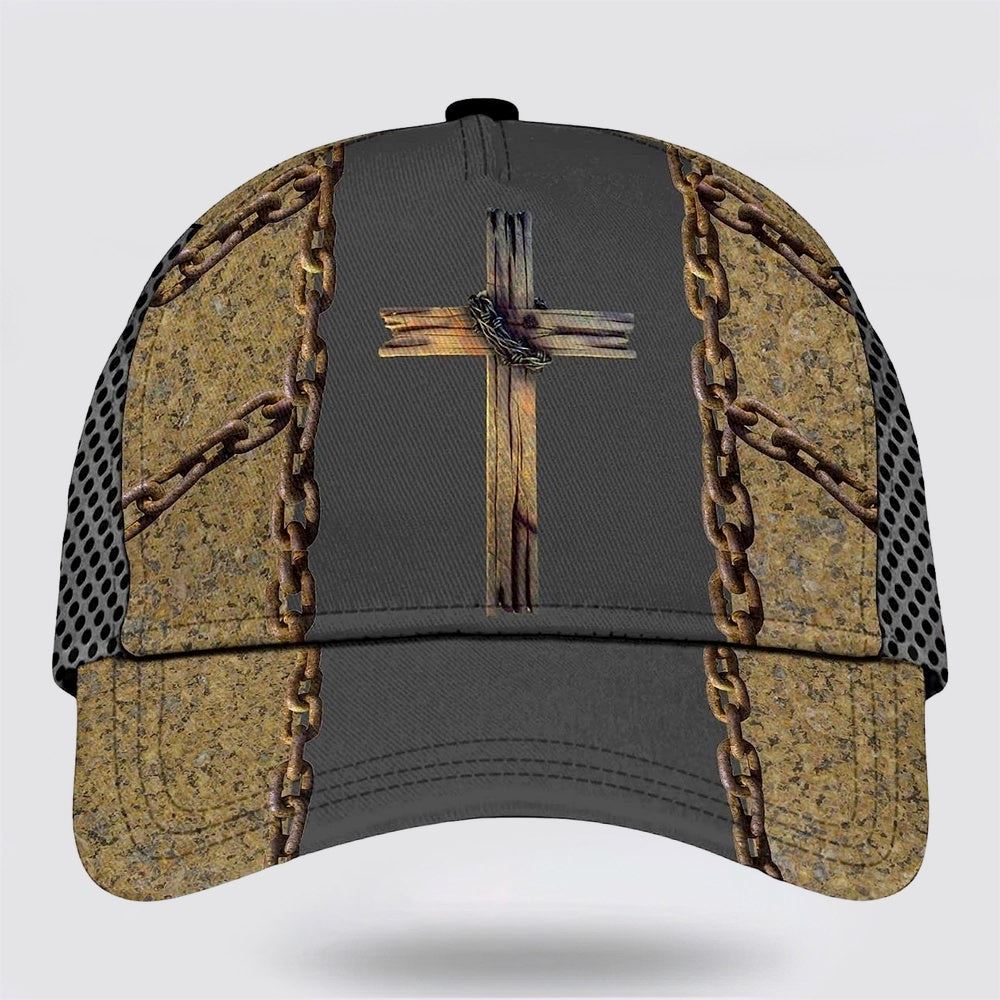 Cross Wooden All Over Print Baseball Cap, God Cap, Gift Ideas For Male