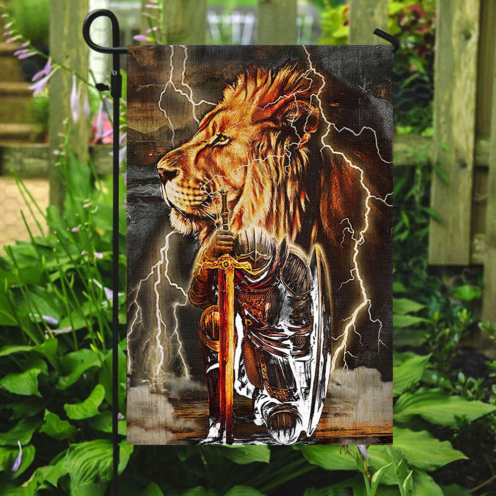 Warrior And Lion Flag, Christian's Flag, Garden Decor, Garden Flag Stand, Christian Flag, Scripture Flag, Garden Banner