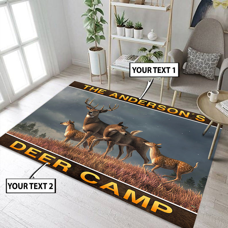 Deer Hunting Whitetail Deer Family Area Rug Washable Rugs Carpet