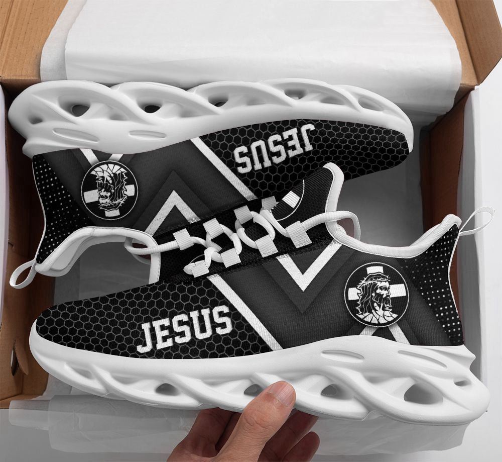 Christian Best Running Shoes, Jesus White And Black Running Sneakers Max Soul Shoes For Men And Women, Jesus Fashion Shoes