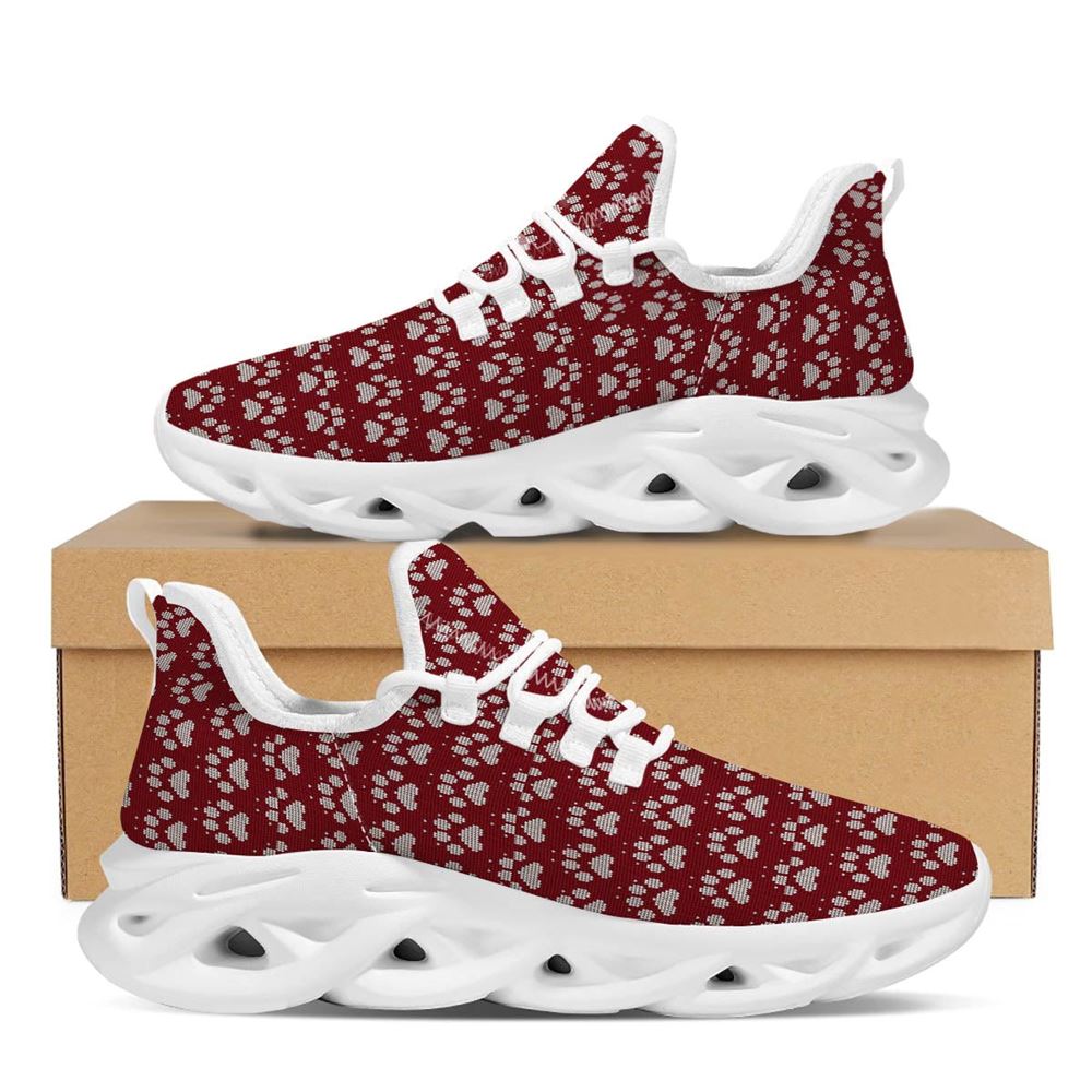 Paw Knitted Christmas Print Pattern White Max Soul Shoes For Men Women, Best Running Sneaker, Christmas Shoes, Winter Fashion Shoes