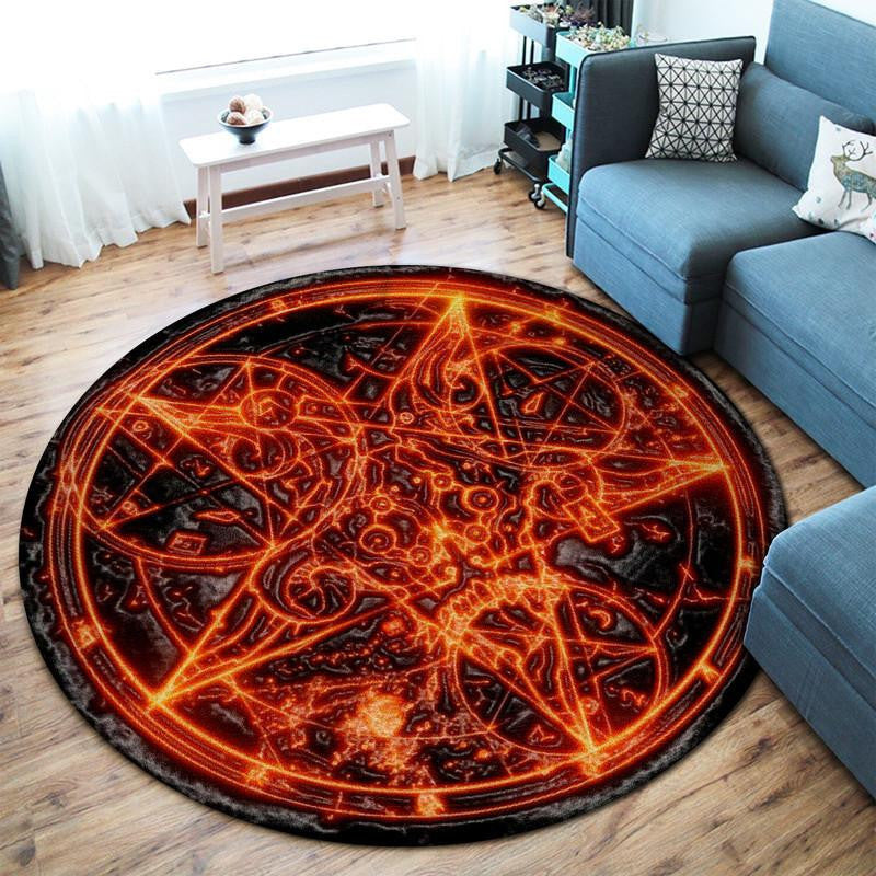 Sigil Of Fire Baphomet Living Room Round Mat Circle Rug