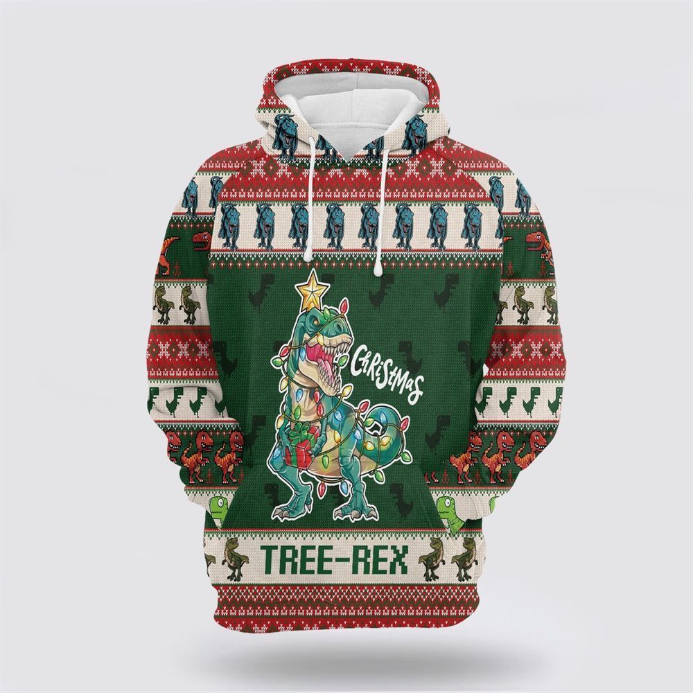 Christmas Tree Rex All Over Print 3D Hoodie For Men & Women, Christmas Hoodie Cute, Christmas Gift, Christmas Fashion