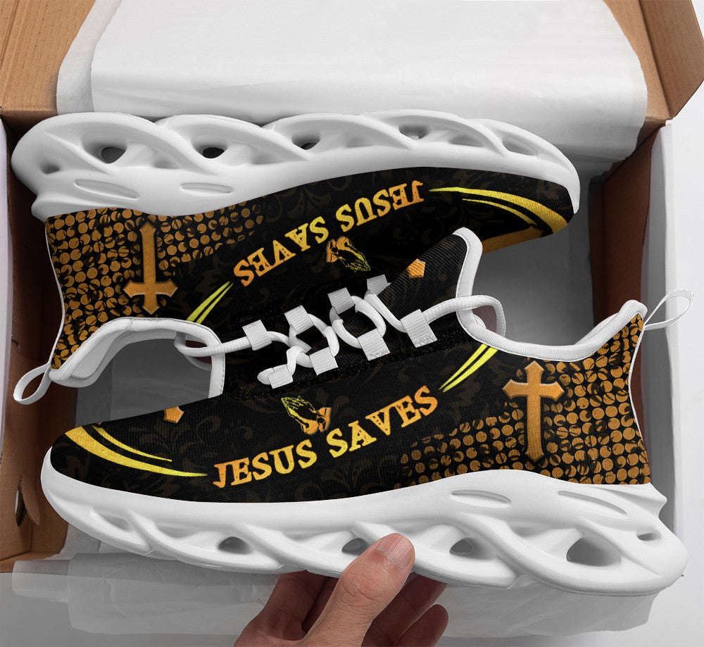 Christian Best Running Shoes, Jesus White Black Saves Running Sneakers Max Soul Shoes For Men And Women, Jesus Fashion Shoes