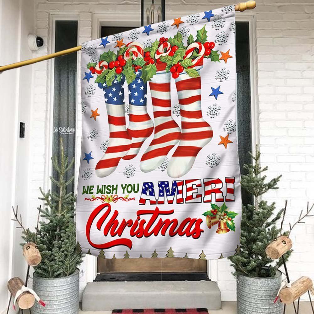 We Wish You Ameri Christmas American Flag, Christmas Garden Flag, Home Decor Accessories, Christmas Outdoor Decor Ideas