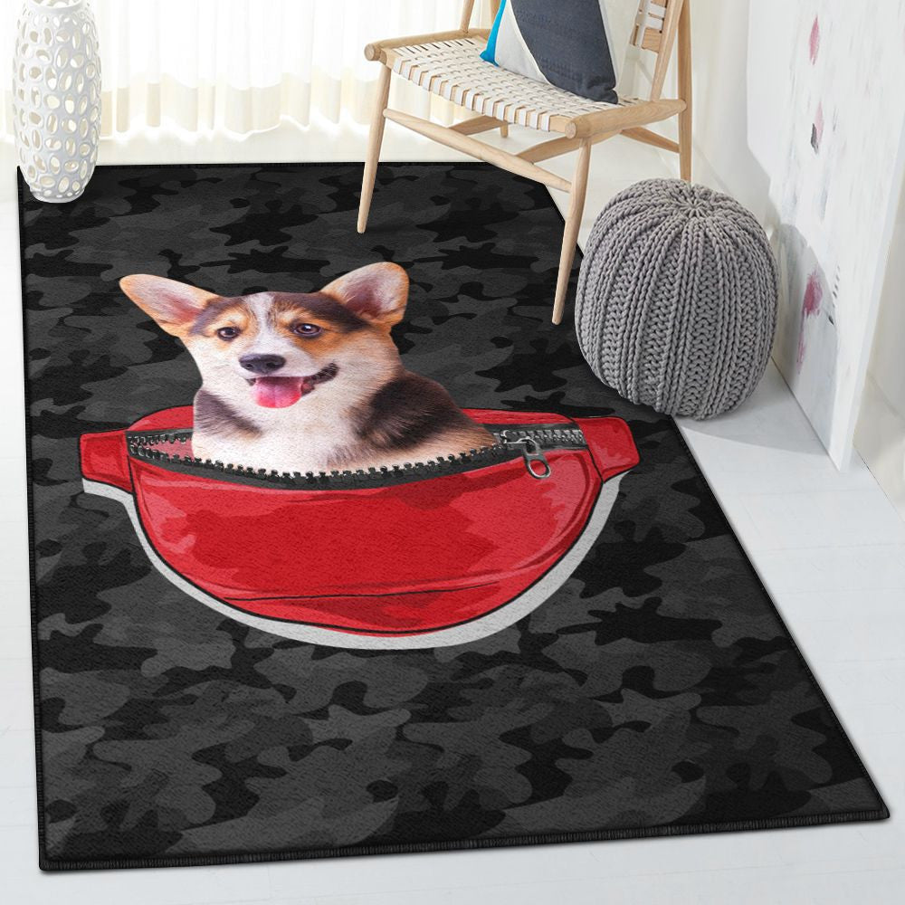 Dog Large Welsh Corgi Dog Rug Rectangle Rugs Washable Area Rug Non-Slip Carpet For Living Room Bedroom