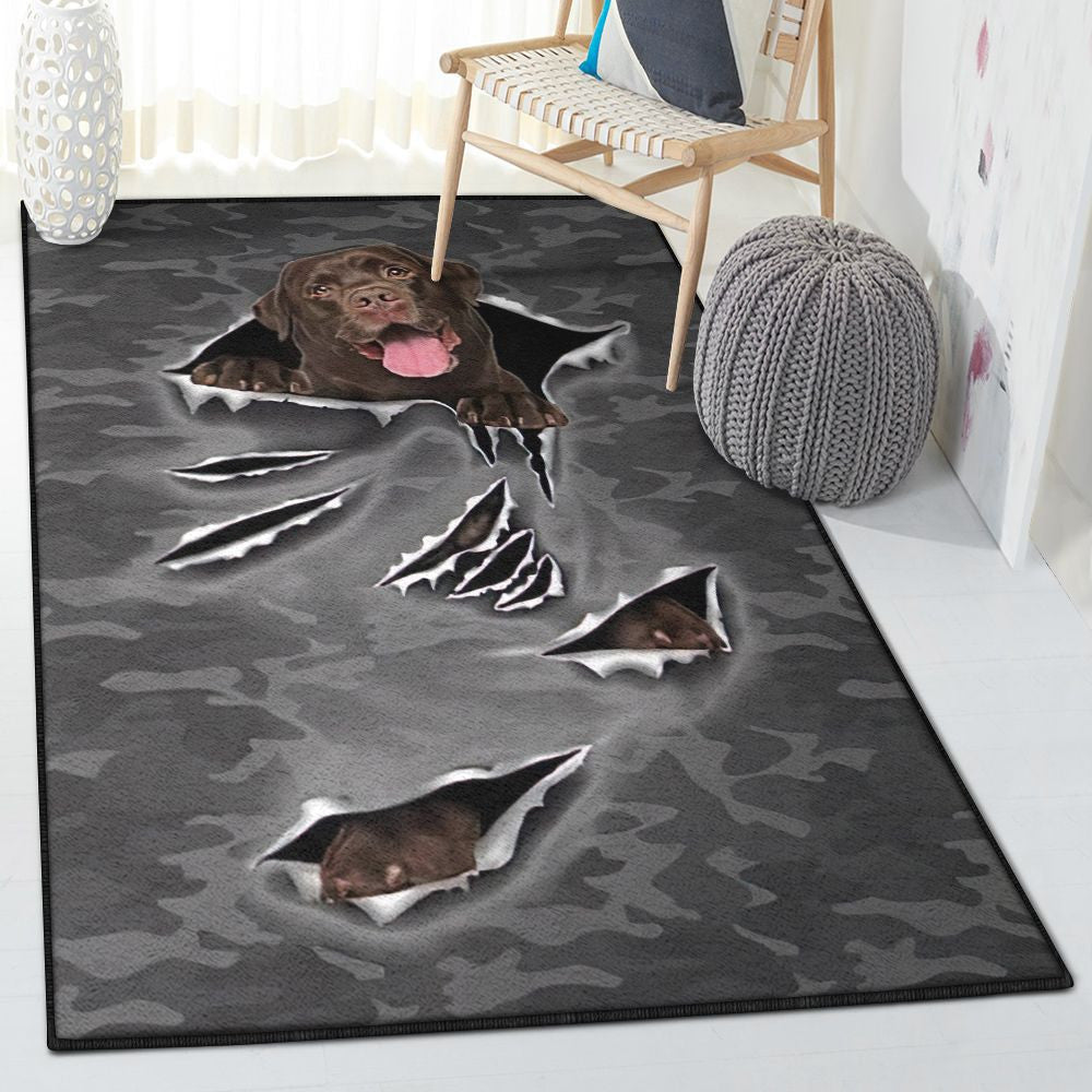 Dog Lovers Carpet Chocolate Labrador Scratch Dog Rug Rectangle Rugs Washable Area Rug Non-Slip Carpet For Living Room Bedroom