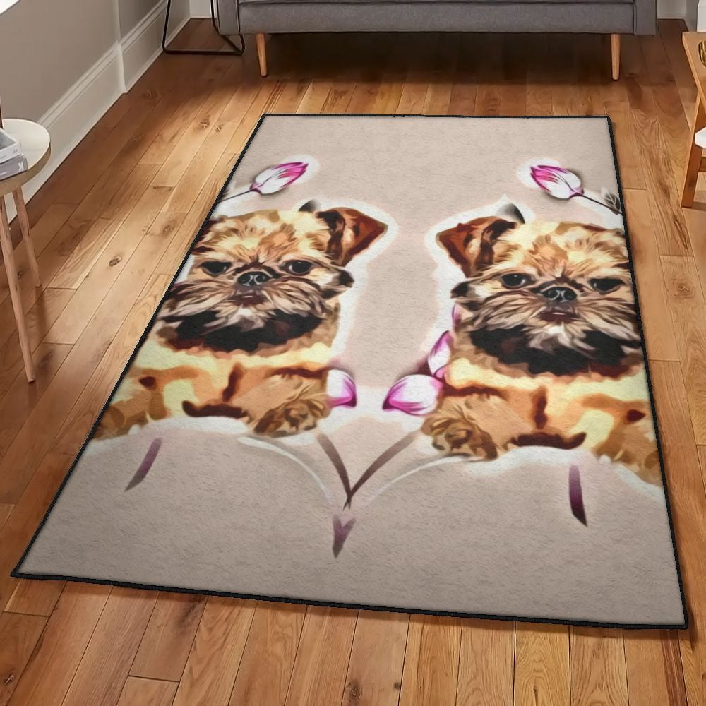 Dog Gift Rugs Cute Brussels Griffon Rug Rectangle Rugs Washable Area Rug Non-Slip Carpet For Living Room Bedroom