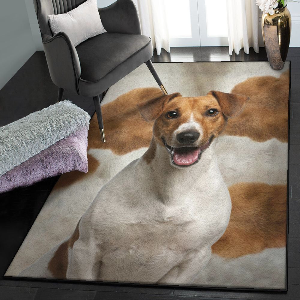 Dog Rugs Jack Russell Terrier Dog Smile Rug Rectangle Rugs Washable Area Rug Non-Slip Carpet For Living Room Bedroom