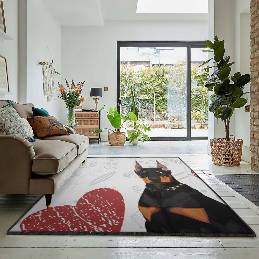 Dog Lovers Modern Rugs I Love Dobermans Lovers Of Doberman Dogs Rug Rectangle Rugs Washable Area Rug Non-Slip Carpet For Living Room Bedroom