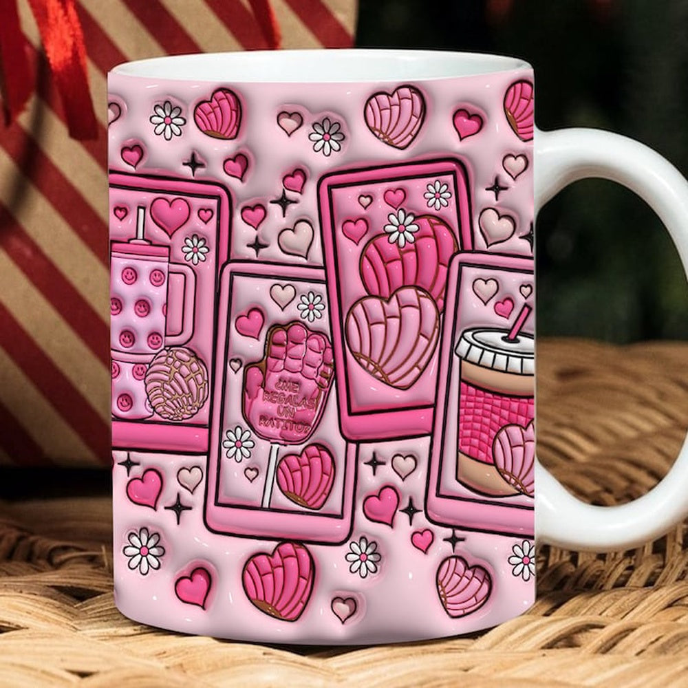 3D Inflated Valentine's Mug, Concha Valentine'S Day Puffy Mug, Valentine 3D Coffee Mug, Gift For Her