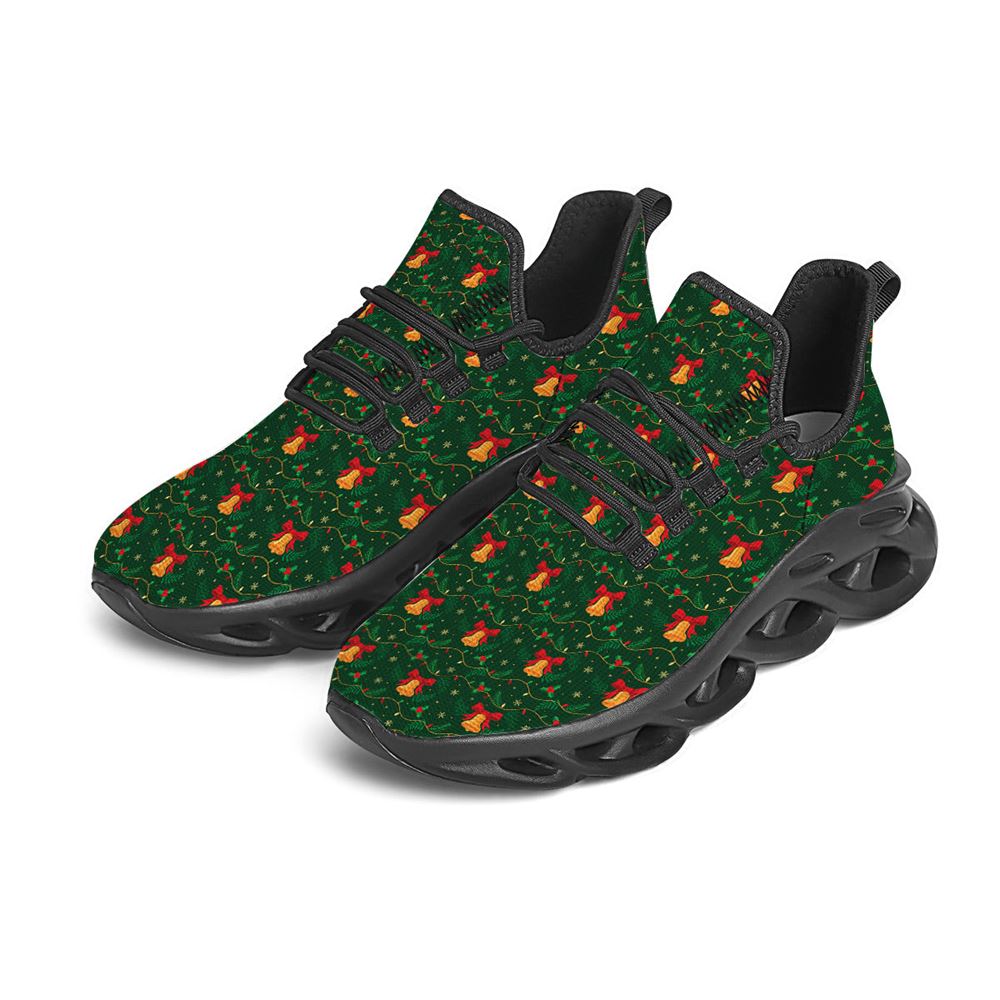 Bell Cute Christmas Print Pattern Black Max Soul Shoes For Men Women, Best Running Sneaker, Christmas Shoes, Winter Fashion Shoes