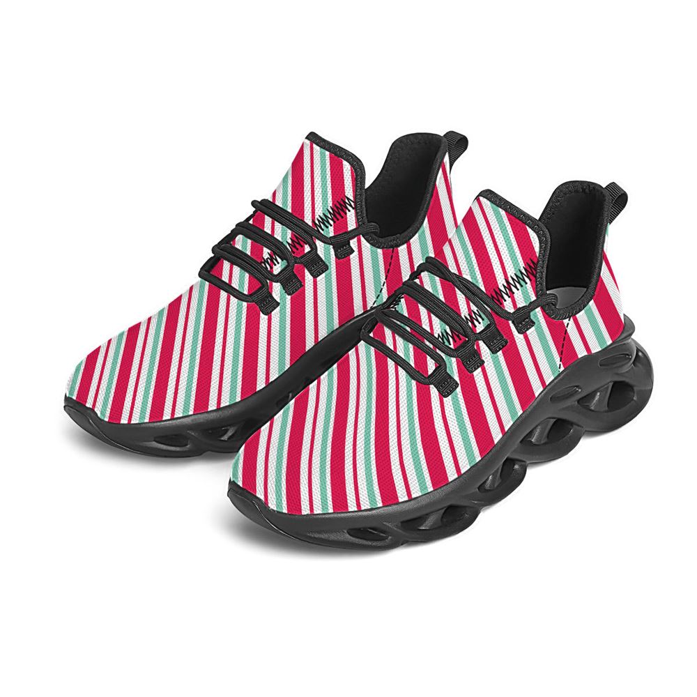 Candy Cane Striped Christmas Print Black Max Soul Shoes For Men Women, Best Running Sneaker, Christmas Shoes, Winter Fashion Shoes