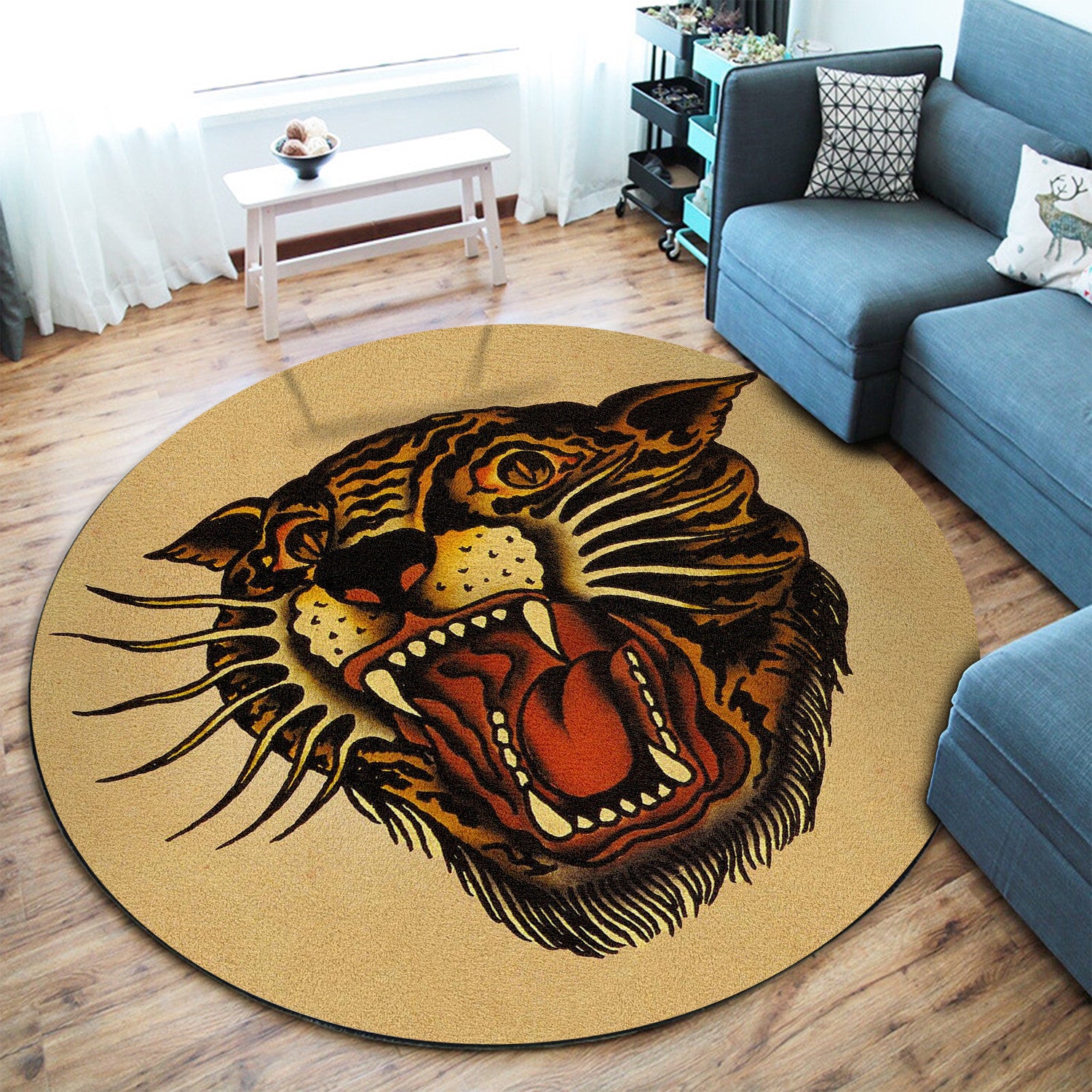 Sailor Jerry Traditional Tattoo Round Mat Round Floor Mat Room Rugs Carpet Outdoor Rug Washable Rugs