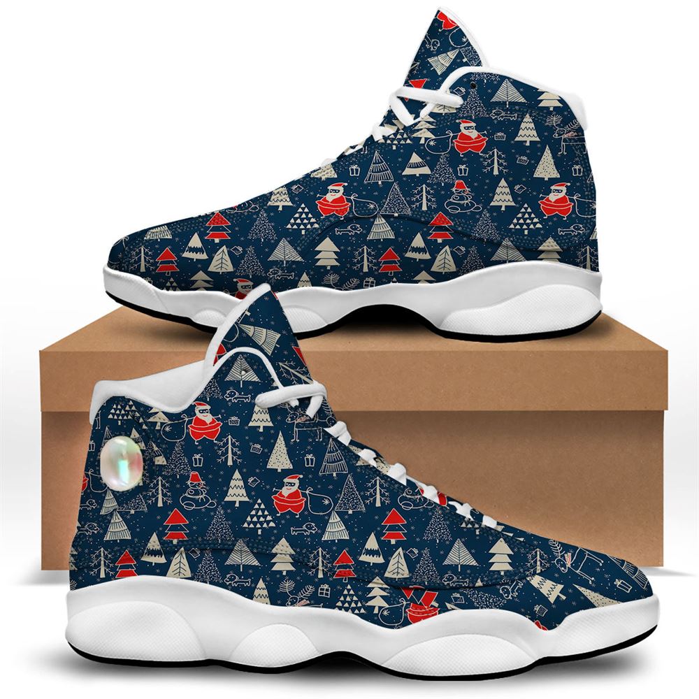 Christmas Basketball Shoes, Tree Merry Christmas Print Pattern Jd13 Shoes For Men Women, Christmas Fashion Shoes