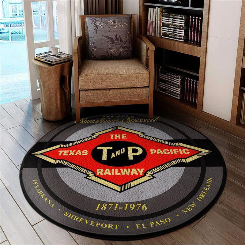 Texaspacific Living Room Round Mat Circle Rug Texas & Pacific Railroad