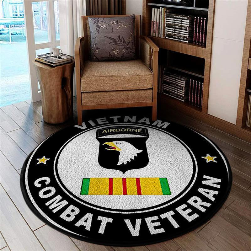 Vietnam Airborne Combat Veteran Vintage Old Round Mat Circle Rug Gift IDeas