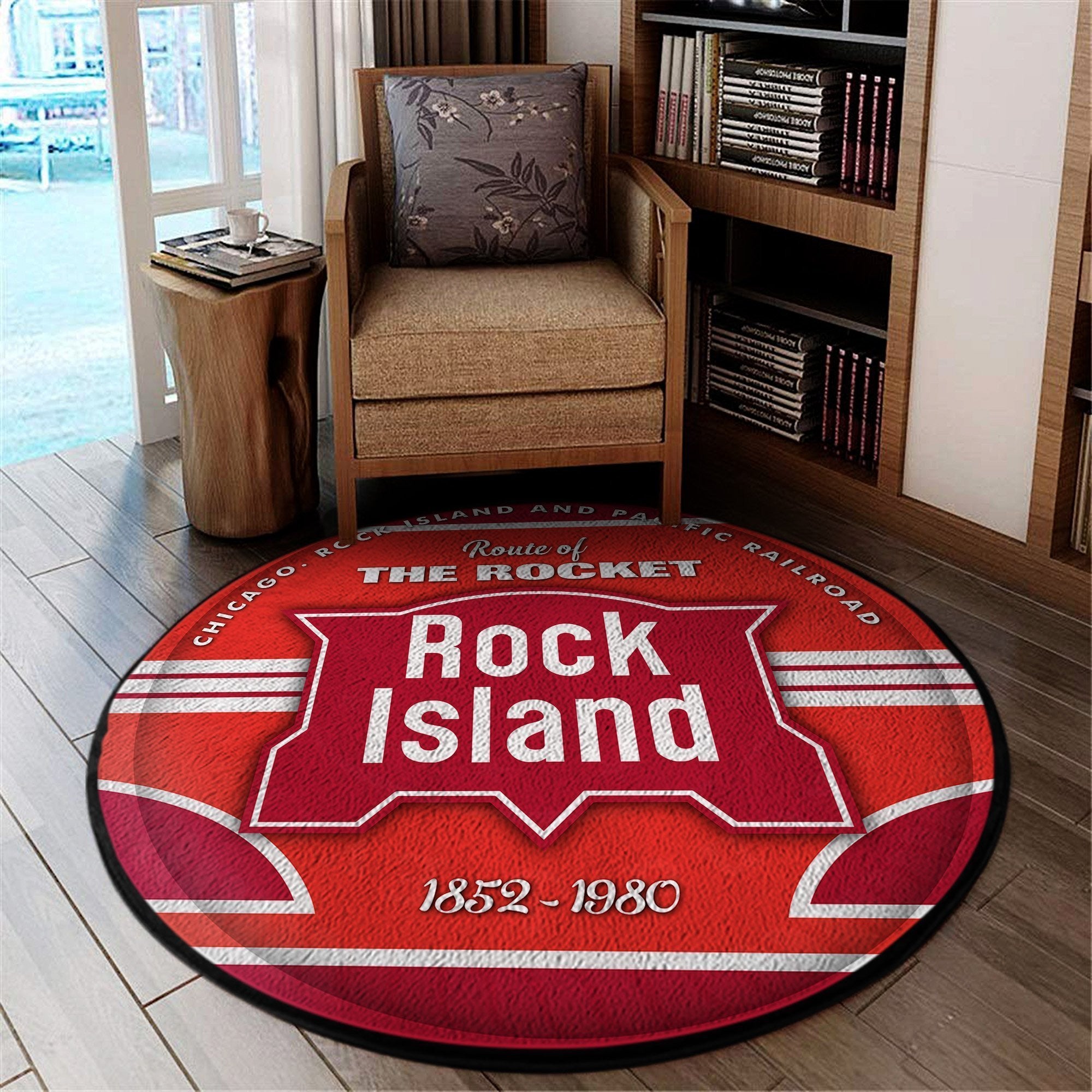 Rockisland Round Mat Rock Island Railroad Round Floor Mat Room Rugs Carpet Outdoor Rug Washable Rugs