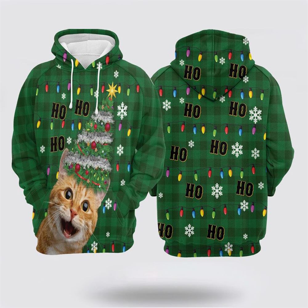 Cat Christmas Tree All Over Print 3D Hoodie For Men And Women, Christmas Cat Hoodie, Christmas Hoodie Cute, Christmas Fashion