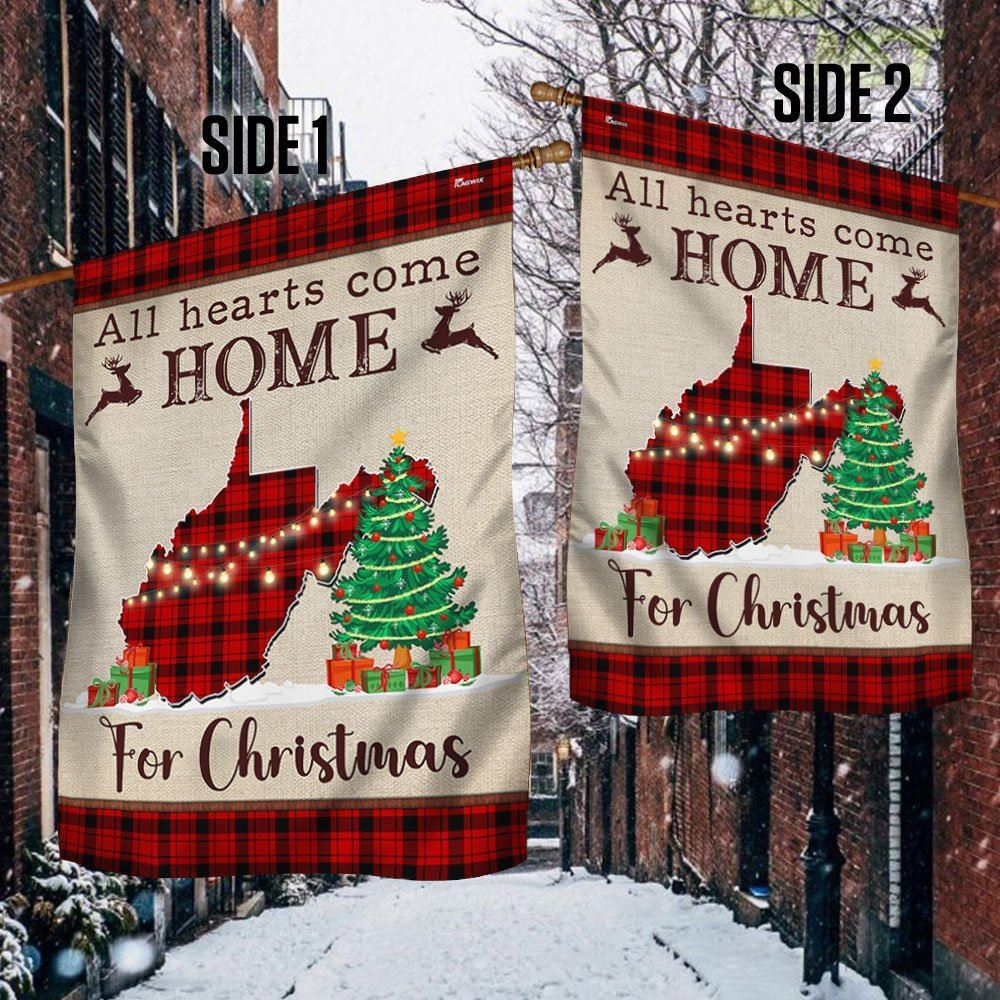 West Virginia Christmas Flag All Hearts Come Home For Christmas Flag, Christmas Garden Flag, Home Decor Accessories, Christmas Outdoor Decor Ideas