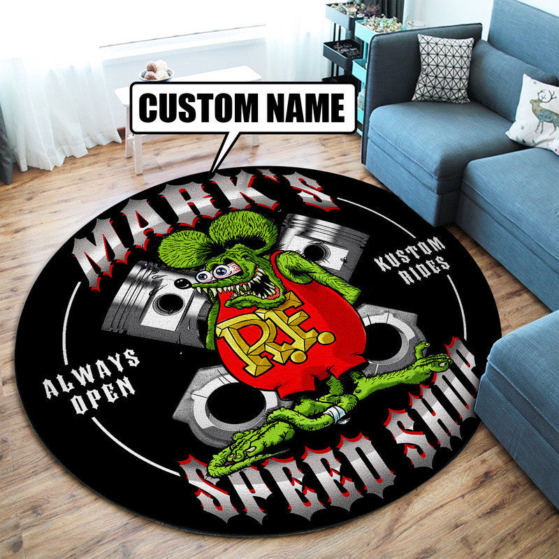 Personalized Hot Rod Round Mat Round Floor Mat Room Rugs Carpet Outdoor Rug Washable Rugs