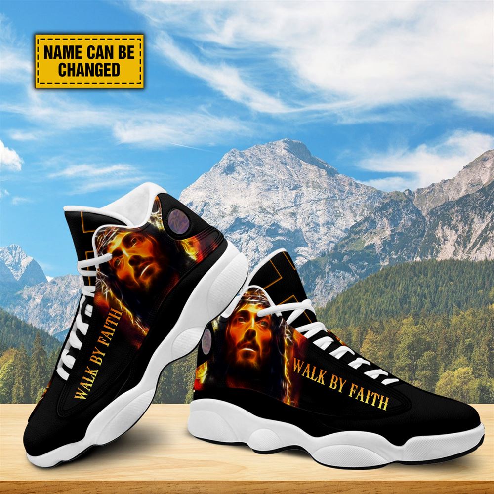 Walk By Faith Portrait Of Jesus Customized Jesus Jd13 Shoes For Man And Women, Christian Basketball Shoes, Gifts For Christian, God Shoes