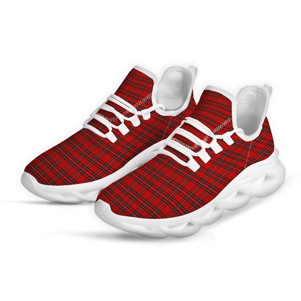 Tartan Christmas Scottish Print Pattern White Max Soul Shoes For Men Women, Best Running Sneaker, Christmas Shoes, Winter Fashion Shoes