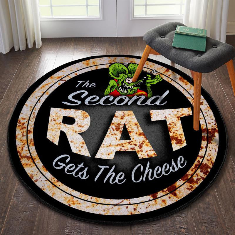 The Second Rat Gets The Cheese Rat Fink Hot Rod Round Mat Round Floor Mat Room Rugs Carpet Outdoor Rug Washable Rugs