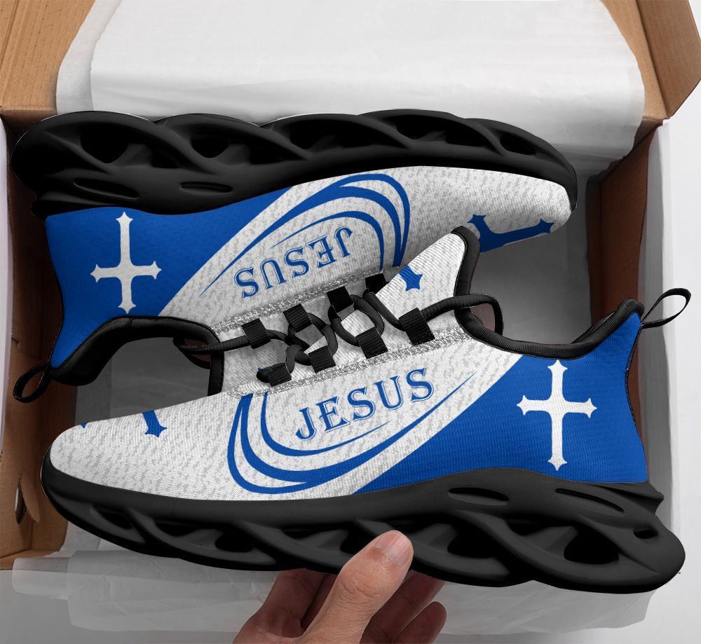 Christian Best Running Shoes, Jesus Running Sneakers Christ Blue Max Soul Shoes For Men And Women, Jesus Fashion Shoes