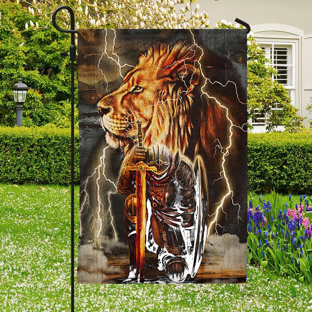 Warrior And Lion Flag, Christian's Flag, Garden Decor, Garden Flag Stand, Christian Flag, Scripture Flag, Garden Banner