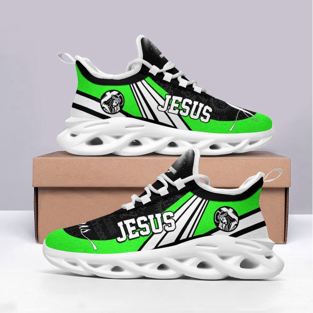 Christian Best Running Shoes, Jesus Running Sneakers Green Max Soul Shoes For Men And Women, Jesus Fashion Shoes