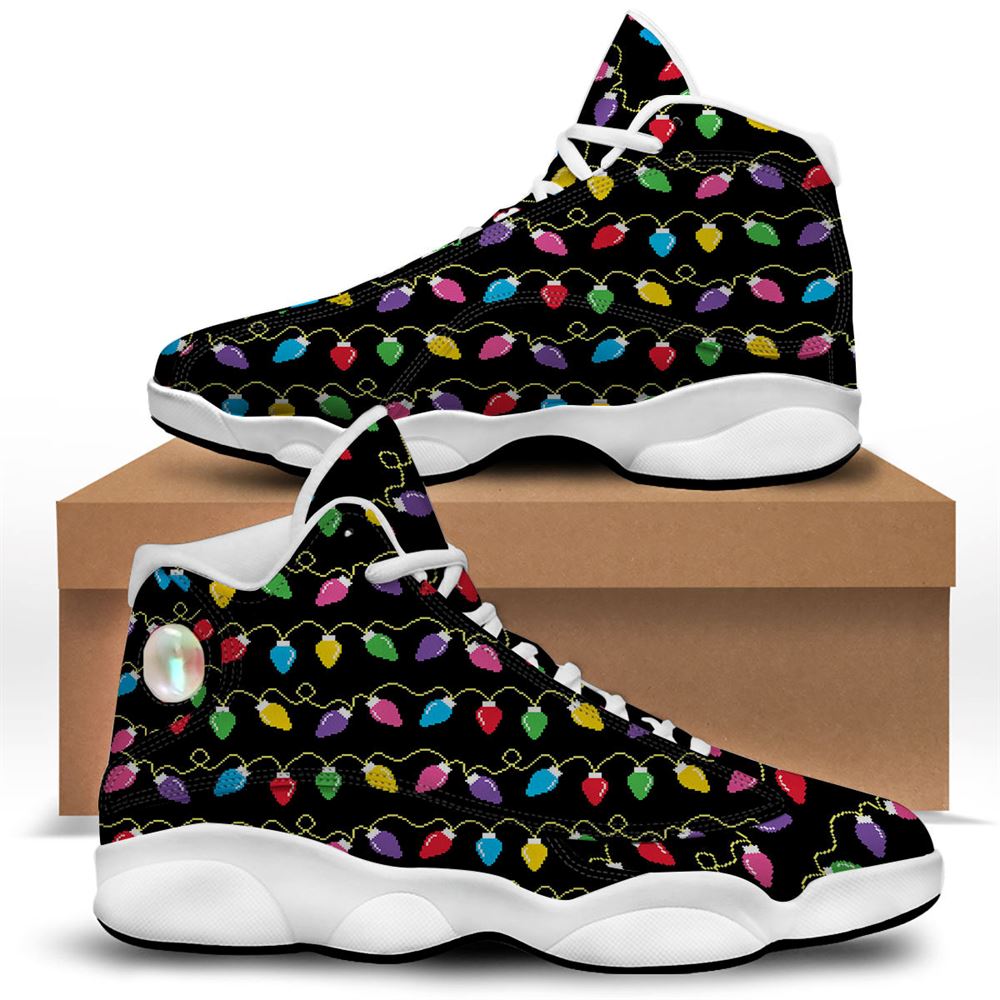 Christmas Basketball Shoes, Lights Christmas Pixel Print Pattern Jd13 Shoes For Men Women, Christmas Fashion Shoes