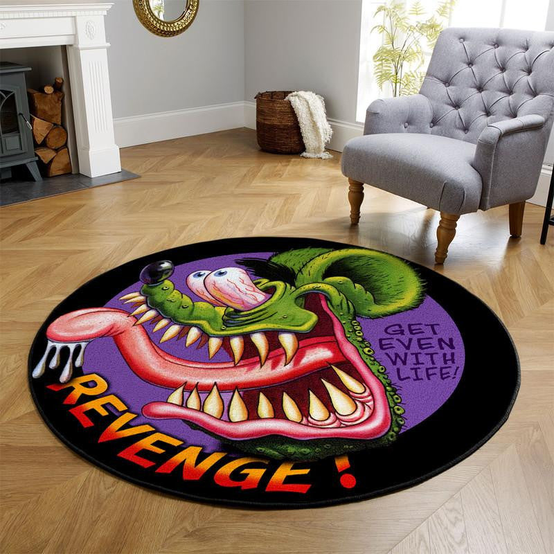 Rat Fink Round Mat 07497 Living Room Rugs, Bedroom Rugs, Kitchen Rugs