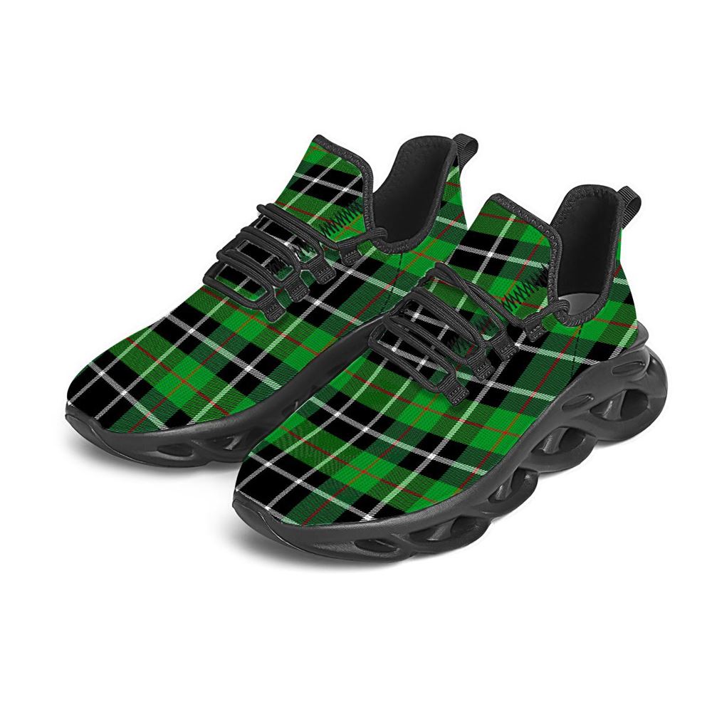 Christmas Tartan Green Plaid Scottish Black Max Soul Shoes For Men Women, Best Running Sneaker, Christmas Shoes, Winter Fashion Shoes