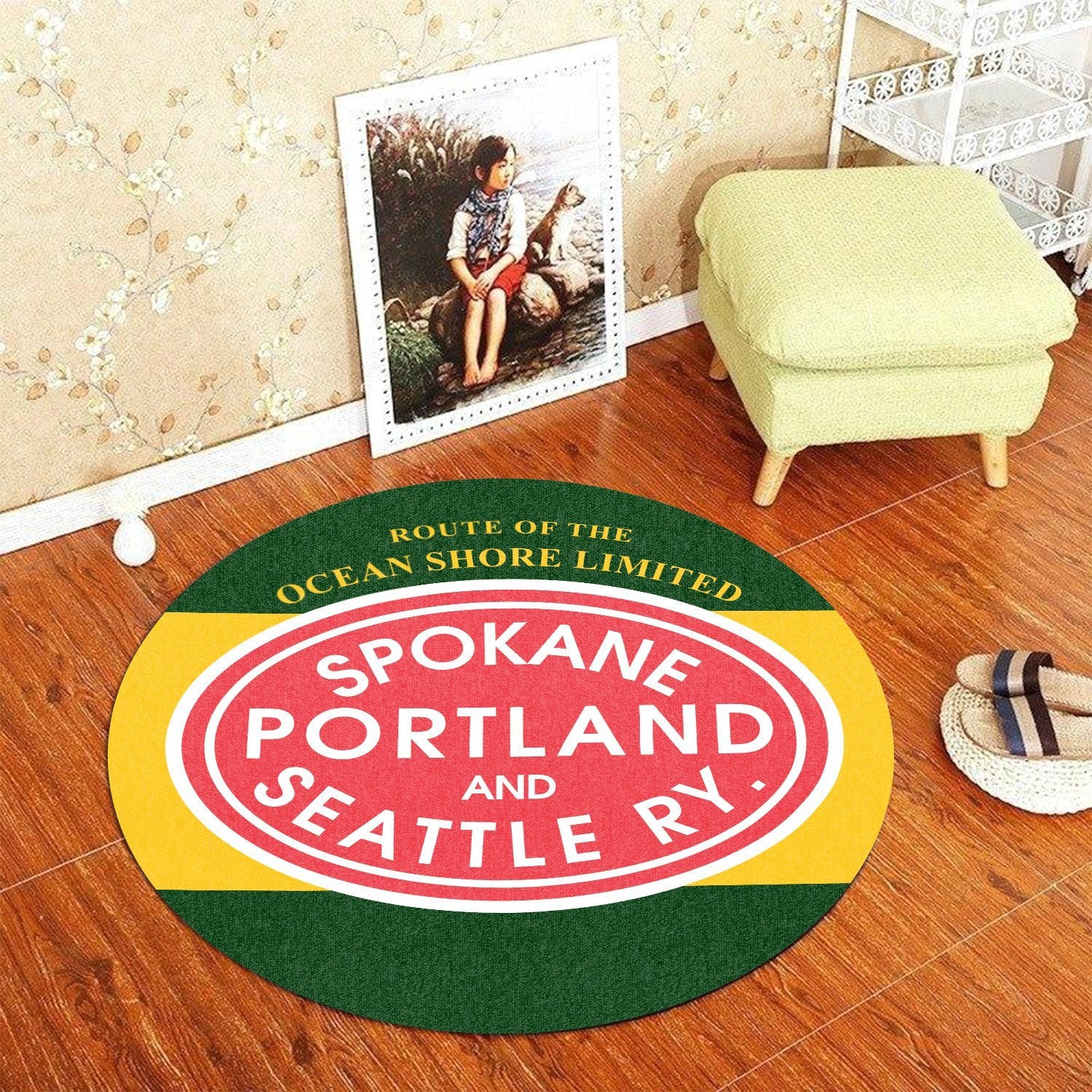 Sps Spokane Portland And Seattle Railroad Round Mat Round Floor Mat Room Rugs Carpet Outdoor Rug Washable Rugs