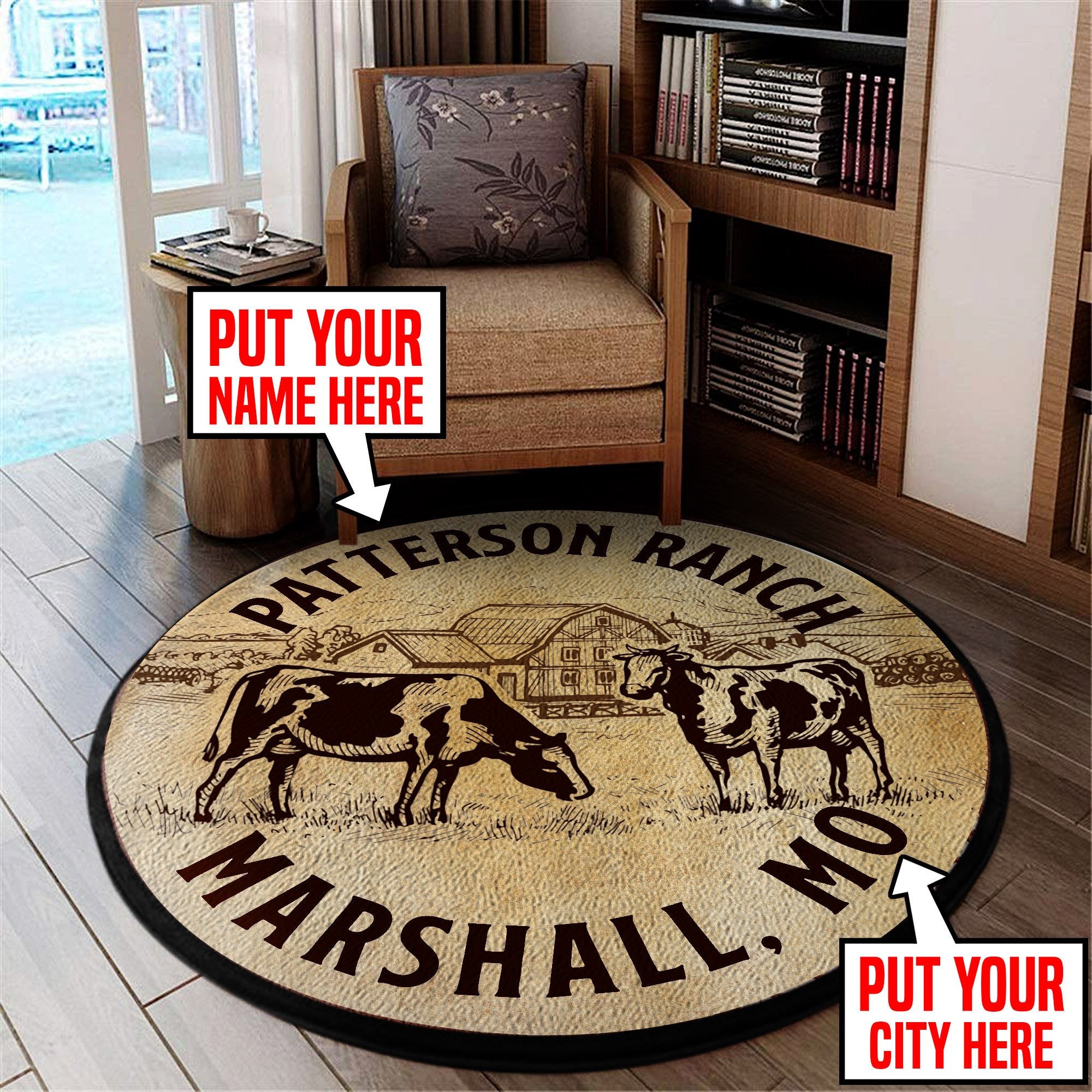 Personalized Ranch Round Mat Round Floor Mat Room Rugs Carpet Outdoor Rug Washable Rugs