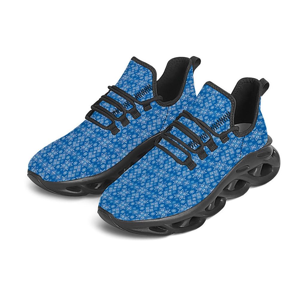 Nordic Knitted Christmas Print Pattern Black Max Soul Shoes For Men Women, Best Running Sneaker, Christmas Shoes, Winter Fashion Shoes