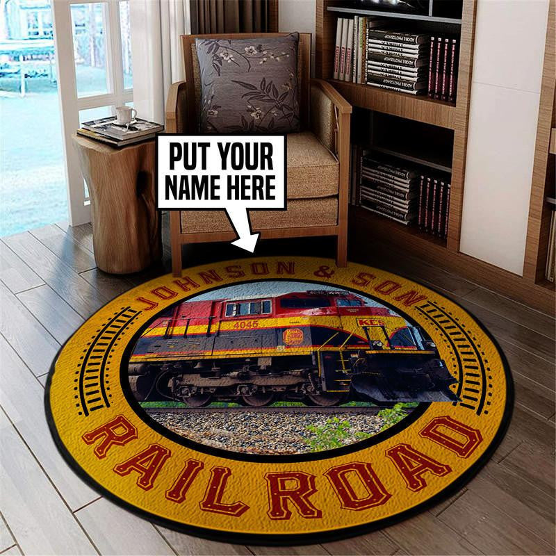 Personalized Kcs Kansas City Southern Railroad Living Room Round Mat Circle Rug