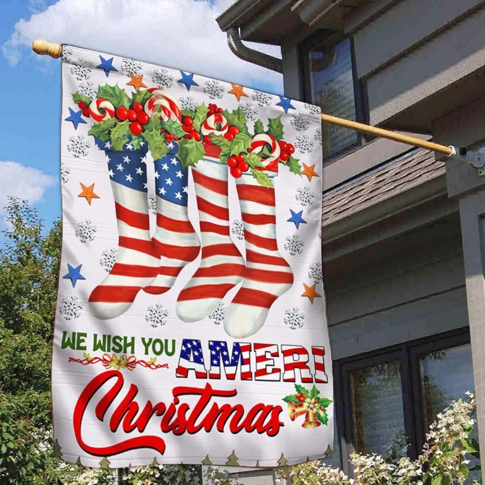 We Wish You Ameri Christmas American Flag, Christmas Garden Flag, Home Decor Accessories, Christmas Outdoor Decor Ideas