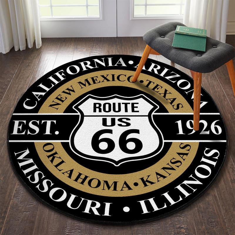 Route 66 Living Room Round Mat Circle Rug