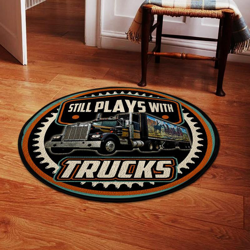 Still Play With Trucks Kenworth Living Room Round Mat Circle Rug