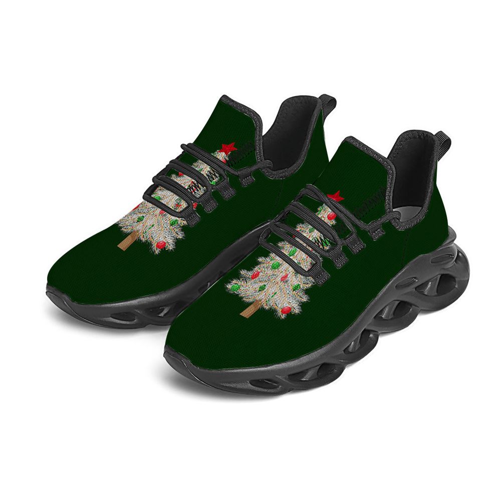 Christmas Decorated Tree Print Black Max Soul Shoes For Men Women, Best Running Sneaker, Christmas Shoes, Winter Fashion Shoes