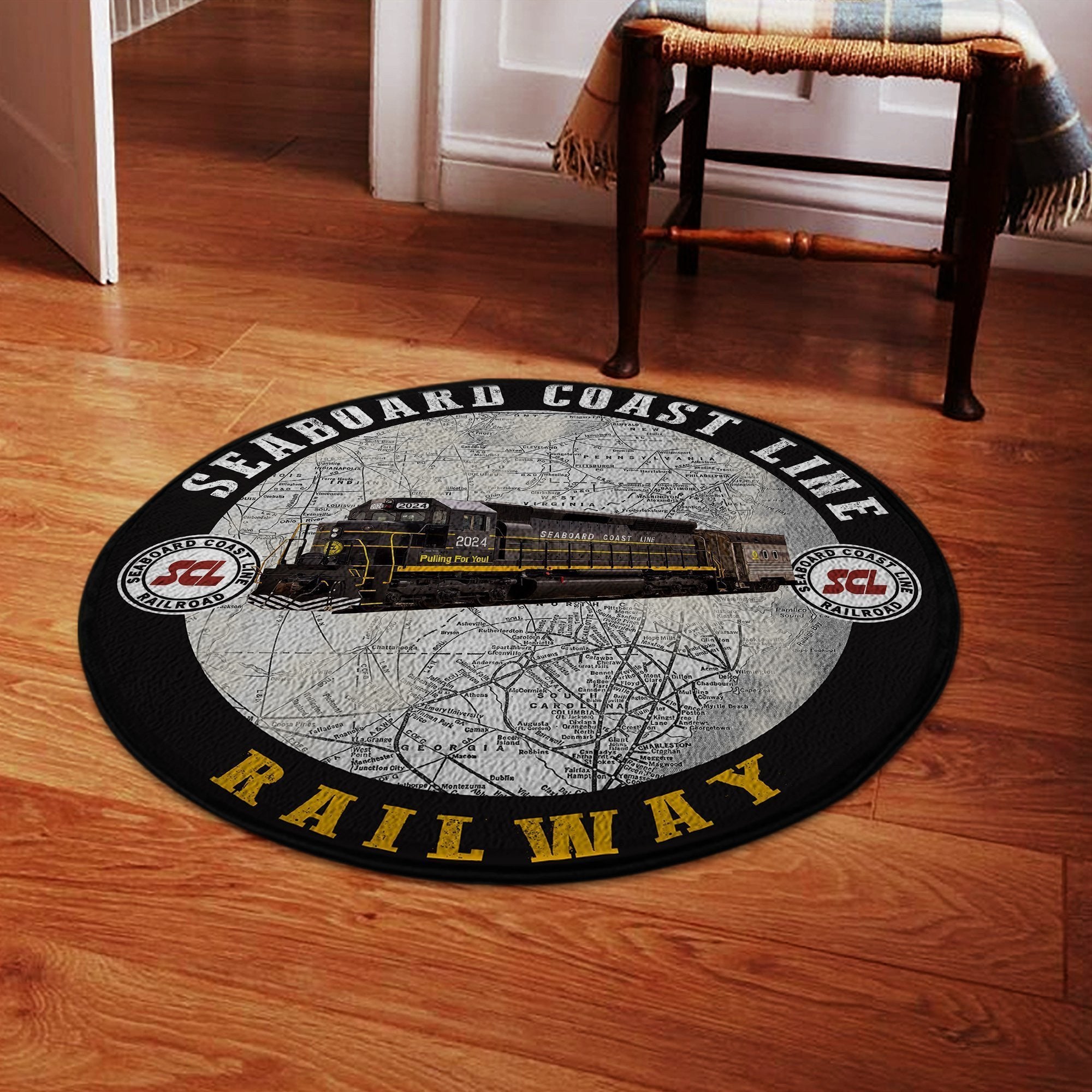 Scl Seaboard Coast Line Railroad Round Mat Round Floor Mat Room Rugs Carpet Outdoor Rug Washable Rugs