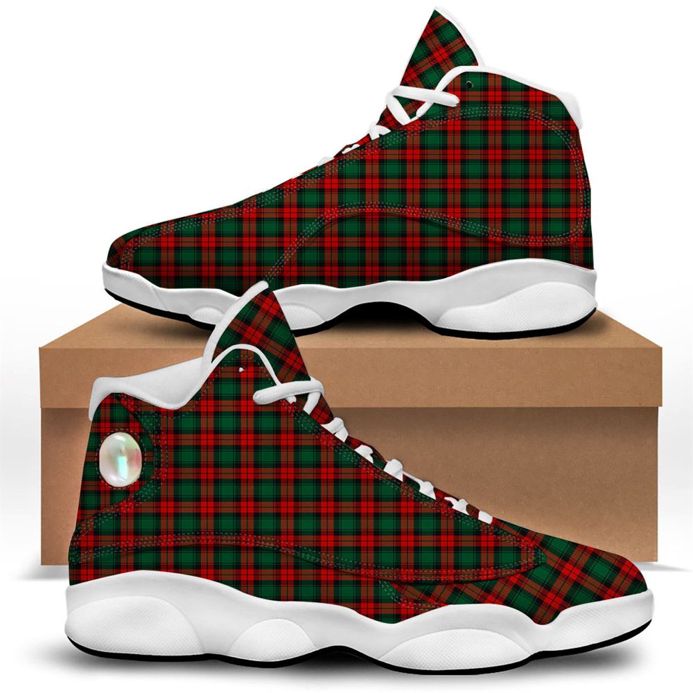 Christmas Basketball Shoes, Tartan Christmas Print Pattern Jd13 Shoes For Men Women, Christmas Fashion Shoes