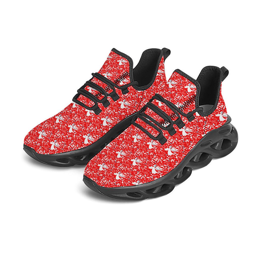 Christmas Angel Print Pattern Black Max Soul Shoes For Men Women, Best Running Sneaker, Christmas Shoes, Winter Fashion Shoes